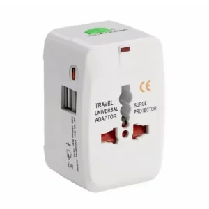Adaptador de viaje Universal con tipo C, mas doble USB,